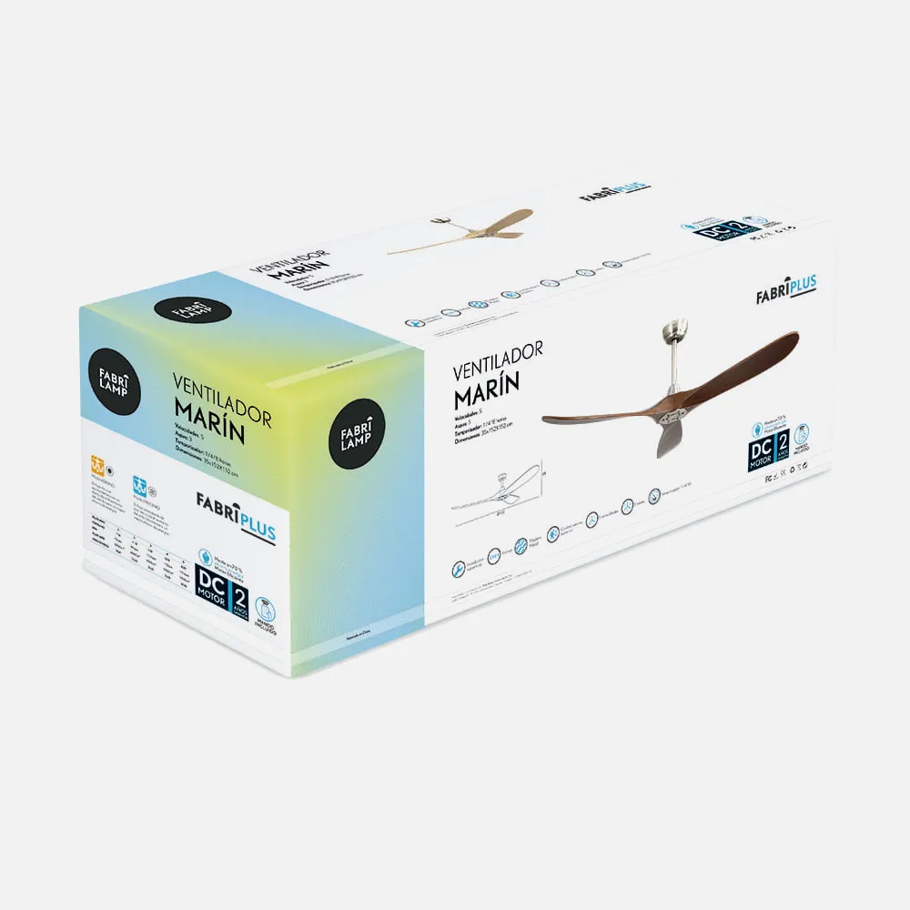 VENTILADOR DC MARIN NIQUEL 3ASP ROBLE SIN LUZ 6VEL REMOTO