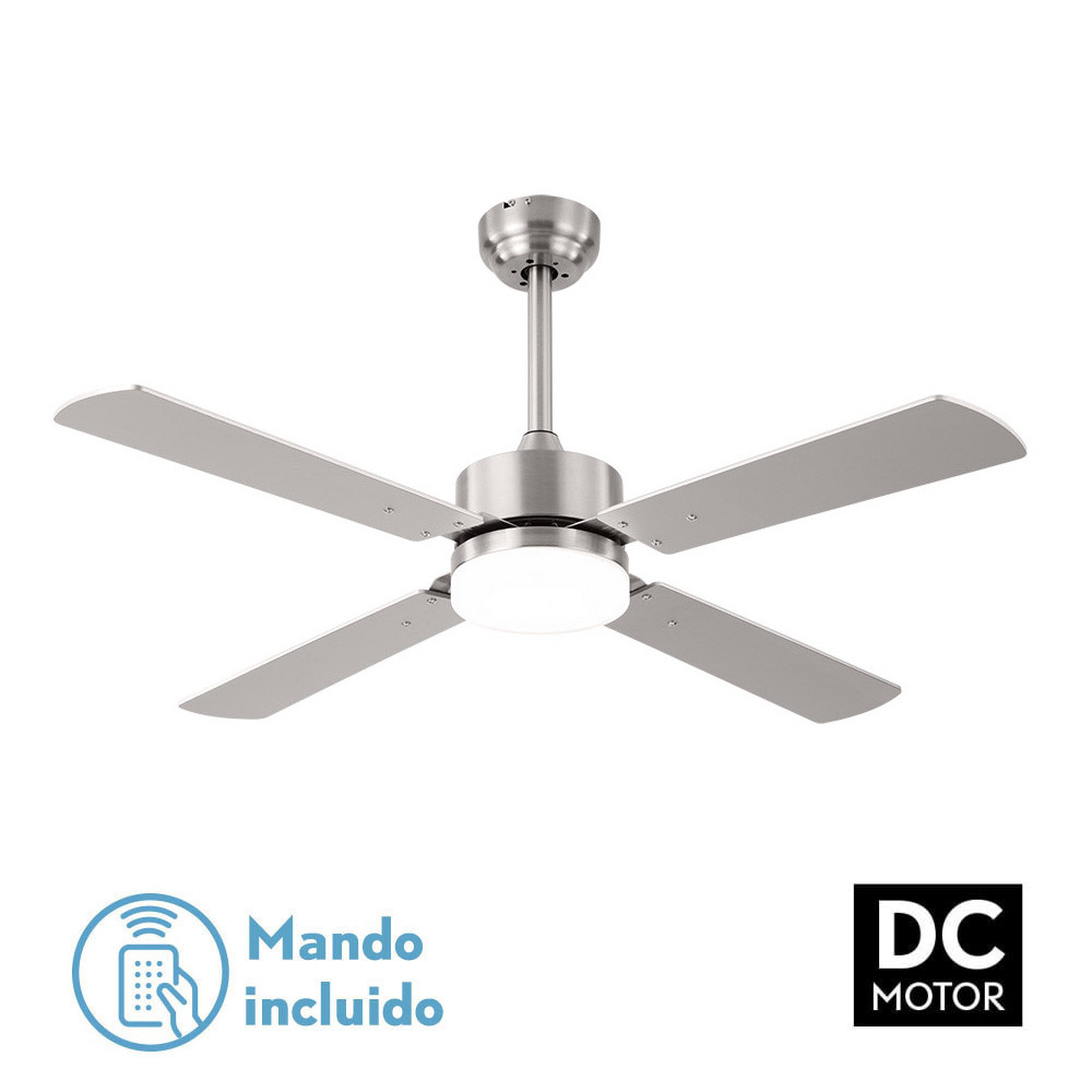 Nº13 Ventilador 18w Dc Hupe Niquel 4 Asp.6 Vel.107d Remoto,memoria Y Temp.3000-4000-6000k